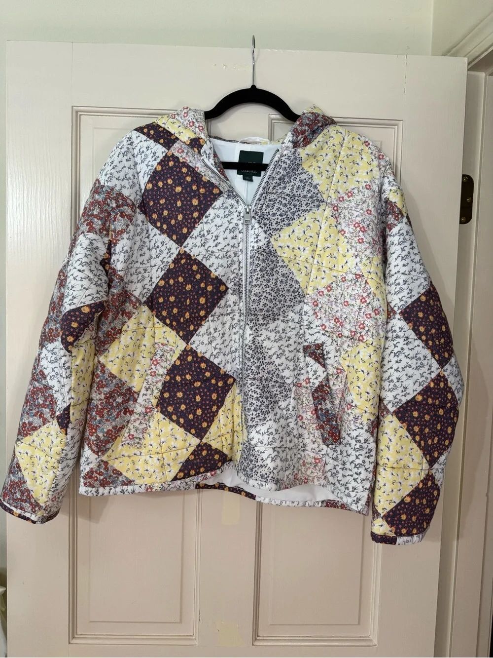 Women’s Wild Fable Quilted Patchwork Zip-Up Hooded Jacket M NWT